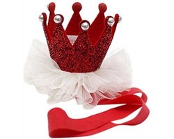 CHPN - Haarbandje - Haarkroontje - Kroontje - Rood - Meisjes - Haar accessoire - Kroon - Verjaardag - Cadeautje - Haar accessoire - Accessoires