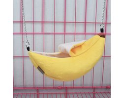 CHPN - Hamsterhangmat - Grappige hangmat voor in hamster of caviakooi - Knaagdieren hangmat - Hangend bed - Geel - 20CM lang - Dierenliefhebber - Hamsterspeelgoed - Bananenhangmat