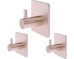 CHPN - Handdoekhaakjes - Multifunctioneel - Zelfklevende haakjes - Set haakjes - 3 Stuks - Rose goud - Wandhaakjes - Haakjes - Badkamerhaakjes - Keukenhaakjes