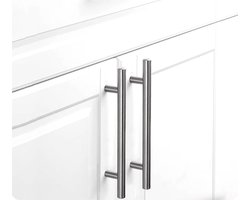 CHPN - Handgreepjes - Handgreep - 2 stuks - Zilverkleurige Handgreep voor Kasten Keukens Lades en Deurtjes - Ronde Metaalgreep - 128mm Hartafstand - Incl schroeven