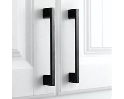 CHPN - Handgreepjes - Handgreep - 2 stuks - Zwarte Handgreep voor Kasten Keukens Lades en Deurtjes - Vierkante Metaalgreep - 128mm Hartafstand - Incl schroeven