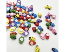 CHPN - Houten lieveheersbeestjes - Lieveheers beestjes - Cadeau - DIY - Decoratie - 50 stuks - multicolour - Leuke decoratie - 7MM