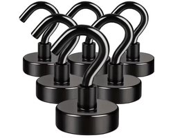 CHPN - Magnetische haken - 6 stevige haakjes - Zwart - Magneethaak - 6 stuks - Universeel - Overal te gebruiken