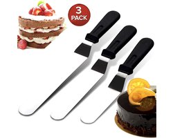 CHPN - Paletmessen - Glaceermessen - Paletmes | Glaceermes - Bakken - Koken - Keukentools Gebogen Spatel - 3-delig set