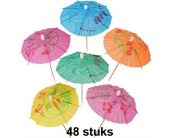 CHPN - Papieren parapluutjes - 48-stuks - Papieren Paraplu - Parasolletjes - Prikker - Versiering Set - Perfect voor Cocktails en Feesten! - Feestdecoratie - Traktaties
