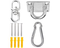 CHPN - Plafondhaak - Haak voor aan plafond - Bokzak Ophangsysteem - Ophanghaak Binnen en Buiten - Schommelhaak - Schommel - Schommelstoel - Hangstoel - RVS - Tot 200kg - 180° Roteerbaar