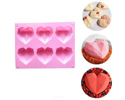 CHPN - Siliconen Harten mal - Hartjesmal - Chocolademal - Bonbon mal - Siliconen - Mold - Geohart - geoheart - 6 hartjes - Cakevorm - Chocoladevorm - Roze - Bakvorm