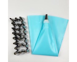 CHPN - Spuitzak met spuitmondjes - Herbruikbare spuitzak - Blauw - 24-Mondjes - Bakken - Bakker - Taarten bakken - Keuken accessoire