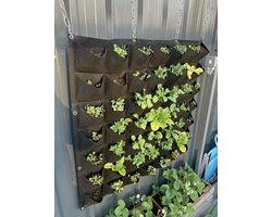 CHPN - Verticale tuin - Muurtuin - Zak voor aan de muur met planten - 49 Vakken - Planten aan de wand - Ophangbare Plantenzakken - Moestuin - Bloemen - 100/100cm - Tuintje aan de muur - Zwart