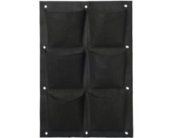 CHPN - Verticale tuin - Muurtuin - Zak voor aan de muur met planten - 6 Vakken - Planten aan de wand - Ophangbare Plantenzakken - Moestuin - Bloemen - 40/60cm - Tuintje aan de muur - Zwart