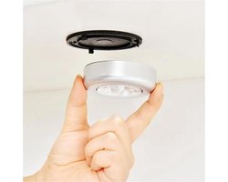 CHPN - Zelfklevende LED lampjes - Druklampen - Kleine LED lichtjes - 4 Stuks Draadloos Te Gebruiken 3 LEDs per Mini Spot - Mini spotje - Push Light - Voor Voorraadkasten Autos en Boten