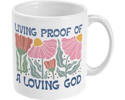 Christelijke Cadeaus | Mok | Living Proof of a Loving God | Bloemen Kleurrijk | Christelijk Cadeau voor haar