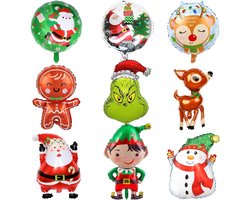Christmas Balloons 9 Pieces Aluminium Foil Balloons Christmas Balloons Reindeer Snowman Gingerbread Man Christmas - ShopVlot
