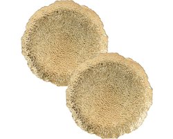 Christmas Decoration Diner/kerstdiner onderborden - 2x st - goud- kunststof - D33 cm -rond