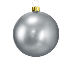 Christmas Decoration mega grote kerstbal - 45 cm - zilver - opblaasbaar