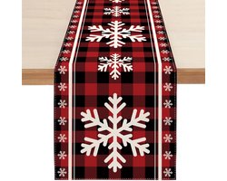 Christmas Table Runner Red Buffalo Check - Winter Decoration - Country Kitchen Dining Room Coffee Indoor Outdoor - 33 x 89 cm