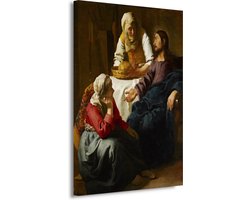 Christus in het huis van Martha en Maria - Johannes Vermeer portret - Personen portret - Canvas schilderij Figuratief - Woonkamer decoratie industrieel - Canvas keuken - Muurdecoratie slaapkamer 40x60 cm
