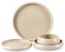 Chubby 24-delige serviesset mat crème porselein voor 6 personen