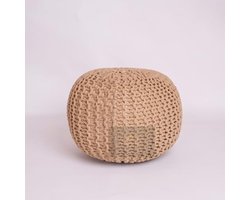 Chunky Gebreide Ronde 100% Katoen Poef Voetbank Ottomaanse Handgemaakte Poef voor Kinderen en Volwassenen