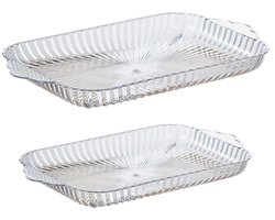 Cinar - Dienblad - serveerblad - Set van twee stuks - Kunststof - 38 x 23 cm & 43.5 x 26 - transparant - kopjes en glazen tray - keuken