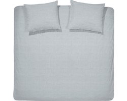 Cinderella Lyn Dekbedovertrek - 2 persoons - Katoen - Lits-Jumeaux Extra Breed - 260x200/220 cm - Lichtgrijs + 2 kussenslopen 60x70