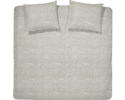 Cinderella Lyn Dekbedovertrek - 2 persoons - Katoen - Lits-Jumeaux Extra Breed - 260x200/220 cm - Naturel Linnen + 2 kussenslopen 60x70