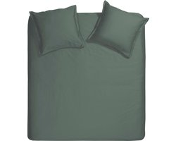 Cinderella Sundays Dekbedovertrek - Lits-jumeaux - Satijn - 240x200/220 cm - Donker groen + 2 kussenslopen 60x70