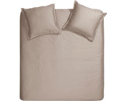 Cinderella Sundays Dekbedovertrek - Lits-jumeaux - Satijn - 240x200/220 cm - Taupe + 2 kussenslopen 60x70