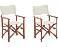 CINE - Tuinstoel set van 2 - Donkerbruin/Wit - Polyester
