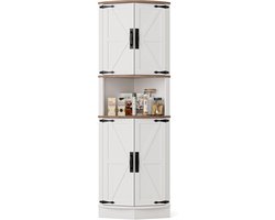 CINK & Co Hoekkast 165 cm - Smalle Hoge Opbergkast met 4 Deuren en 5 Legplanken - Voor Badkamer en Keuken - Wit