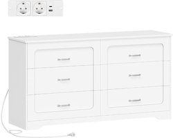CINK & Co® Ladekast met 6 Lades en Geïntegreerd Laadstation - Wit - 140x40x75 cm
