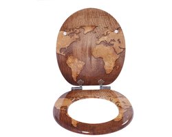 CINK & Co Softclose Toiletbril - Toiletzitting met Verstelbare Scharnieren - Montageafstand 10,5-20 cm - MDF - Kaartdessin