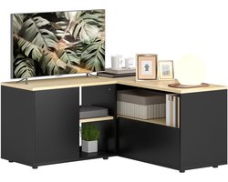 CINK & Co Tv-meubel hoekmodel - Voor tv's tot 40 inch - Met 2 kasten en 3 open vakken - Eikenlook en zwart - 90 x 90 x 45 cm