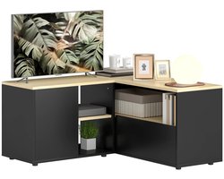 CINK & Co Tv-meubel hoekmodel - Voor tv's tot 40 inch - Met 2 kasten en 3 open vakken - Eikenlook en zwart - 90 x 90 x 45 cm