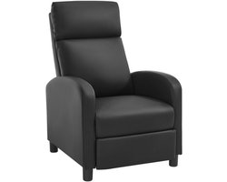CINK Comfort® Relaxfauteuil – Verstelbare TV-stoel tot 160° – Relaxstoel Met Voetsteun, Verenkussen & Armleuningen – PU Leer – Loungestoel voor Woonkamer, Slaapkamer of thuisbioscoop– Zwart