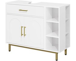 CINK Living® Badkamerkast met Wastafel Uitsparing - Witte Onderkast met Lade & Opbergvakken - Badkamermeubel met Verstelbare Planken - 80 cm