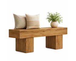 CINK Living Boerderijbank 140 cm - Rustieke Bank tot 150 kg - Voor Hal, Eetkamer en Slaapkamer - Lichtbruin - 140 x 35 x 45 cm