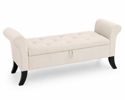 CINK Living® Opbergbank Beige – Gestoffeerde Ottoman Bank met Opbergruimte – Slaapkamerbank met Deksel – Luxe Zitbank voor Hal, Woonkamer of Voeteneinde Bed – 132 cm
