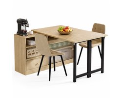 CINK Living® Uitschuifbare Eettafel met Opbergruimte - Opvouwbare Bartafel, Roomdivider en Keukentafel met Kast - Houtlook - 120 cm