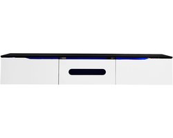 CINK Lux® TV-Meubel 180 cm met LED-Verlichting - Hoogglans TV-Kast - Zwevend of Staand - App-Bediening - Zwart en Wit