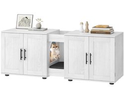 CINK Pets® Kattenbak Kast XL – Verborgen Kattenbak Meubel voor 2 Katten – Dubbel Compartiment met Opbergruimte – Wit Design