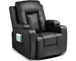 CINKLounge Deluxe Relaxstoel – Elektrische TV-Fauteuil met Ligfunctie, 360° Draaibaar & Schommelstand – Luxe Leer – Zwart