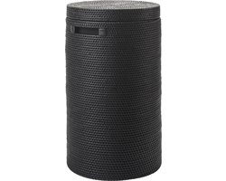 Cino Wasmand Met Deksel Black | Zwart | Rotan