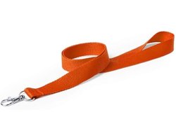 Cinta Cordon-badgehouder met metalen karabijnhaak. Kleur oranje