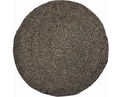 Circulair Zeegrastapijt - Naturel - Zwart vloerkleed - Duurzame vloer - 200 cm x 200 cm x 2 cm