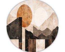 Cirkels wandpaneel - Minimalisme wandcirkel - Wandbord Art Deco - Muurdecoratie klassiek - Rond schilderij - Woonaccessoires muurcirkel forex 70x70 cm