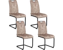 CISCO - Eetkamerstoel set van 4 - Taupe - Polyester