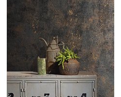 City Glow - Metallic - Concrete - Behang - Vliesbehang - Moderne Muurstijl - Glanzend - Betonlook - Muurafwerking - Antraciet Brons - slaapkamer en woonkamer behang