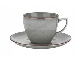 City Grijze Koffieservies Set 6 Kopjes 200ml + Schoteltjes