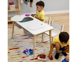 City of Wood - Houten kinderbureau met twee opbergmanden – Perfect voor huiswerk en spelen